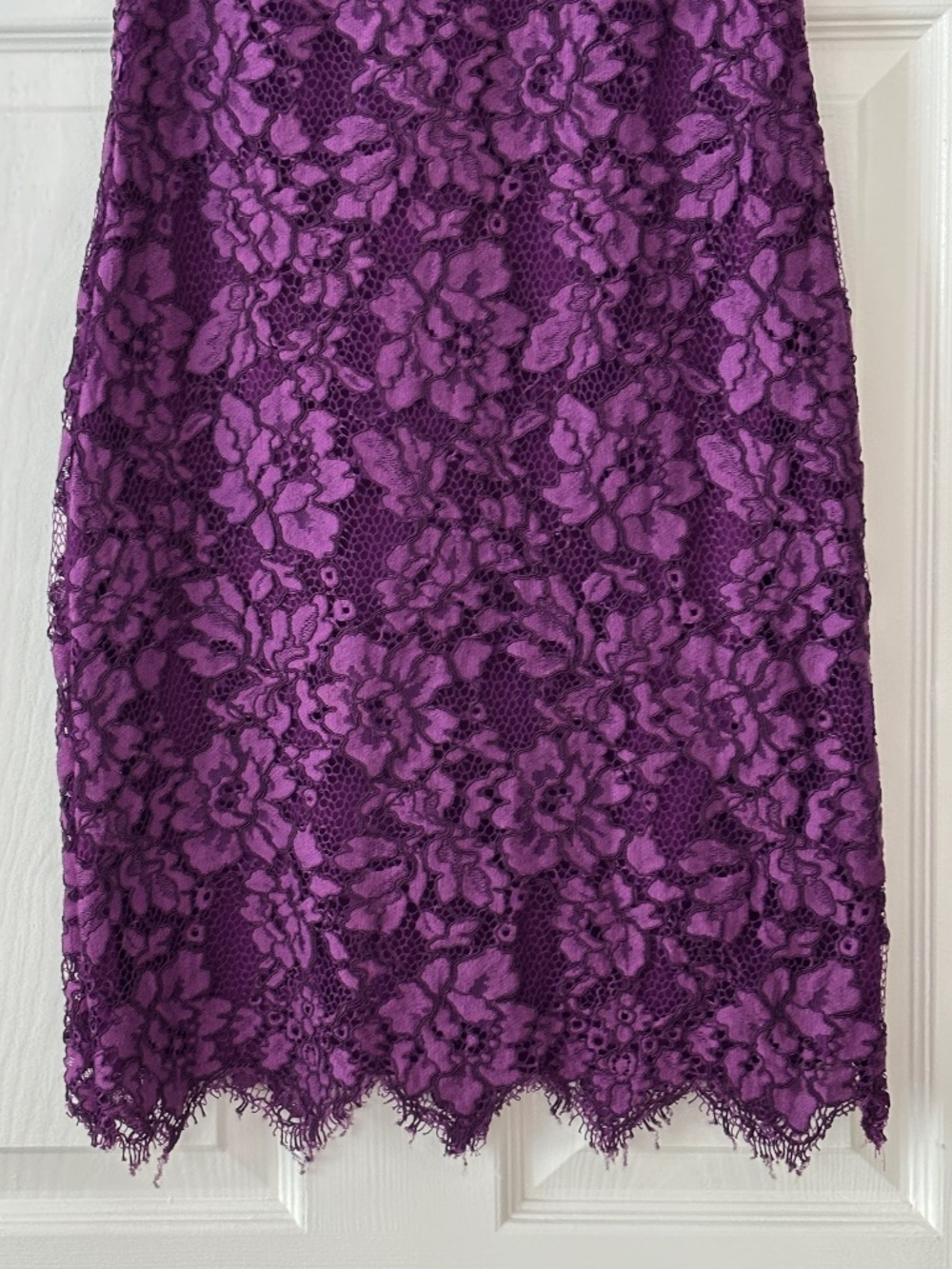 Lauren Ralph Lauren Melia Floral Lace Sheath Dress - Plum Purple Size 0P - Picture 9 of 11
